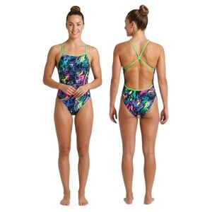 TYR Open Back Strappy One-Piece Swimsuit Women's Size 30 (XS) Racerback Colorful